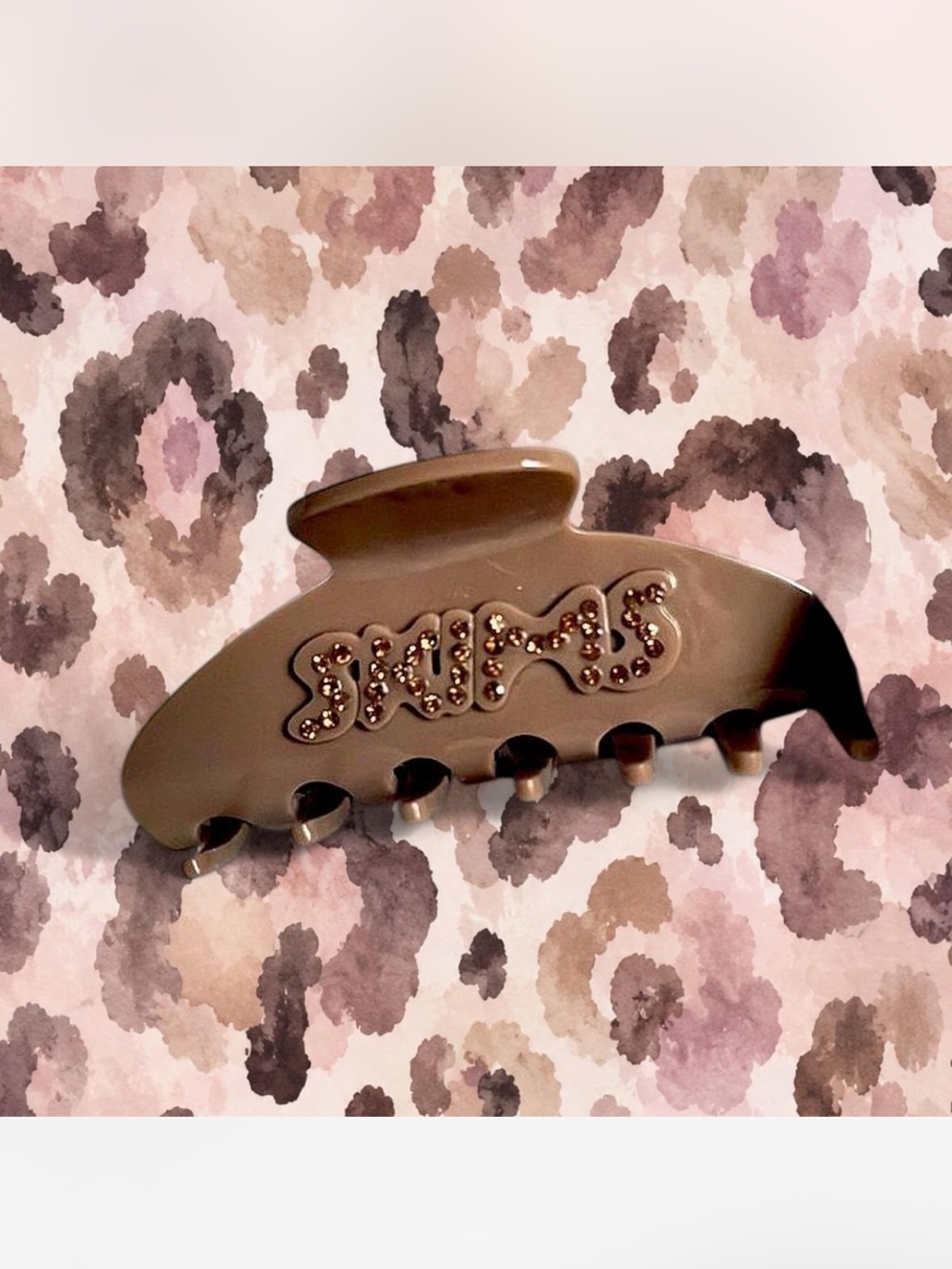 SKIMS Brown Logo Rhinestone Hair Claw Clip